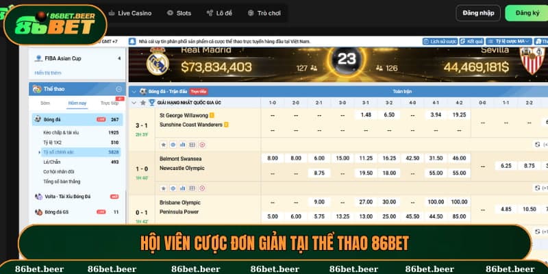Hội viên cược đơn giản tại Thể thao 86BET